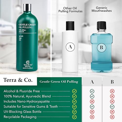 Miniatura 6 de Terra & Co. Nano hidroxiapatita suave aceite verde - Enjuague bucal natural vegano para la salud de los dientes y las encías - Sin alcohol y sin