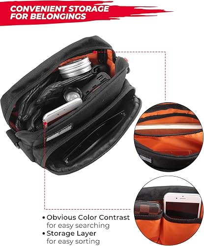 Miniatura 9 de KEMIMOTO Bolsa de manillar de motocicleta con cubierta impermeable, bolsa de herramientas estilo fibra de carbono, bolsa de horquilla delantera