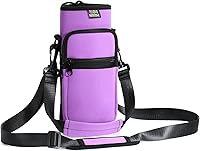 Vista 27 de Bolsa para botella de agua Nuovoware, soporte para botella de agua de 25oz/40oz/64oz, correa de mano ajustable, 2 bolsillos de neopreno, accesorios