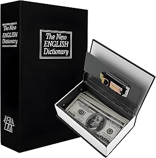 Retoo Buch-Safe, Sicher Buchsafe Tresor Büchersafe, Tresor für Zuhause für Schlüssel, Geld, Dokumente, Bargeld, Schmuck, Aufbewahrungsbox, Geheimversteck-Safe mit 2 Schlüsseln, Versteck, Schwarz