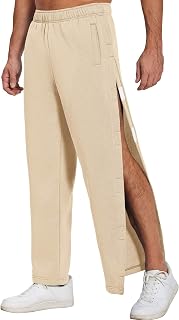 Mens Fleece Tear Away Pants Loose Fit Post Knee Replacement Surgery Pants Breakaway Sweatpants Side Snap with Pockets
