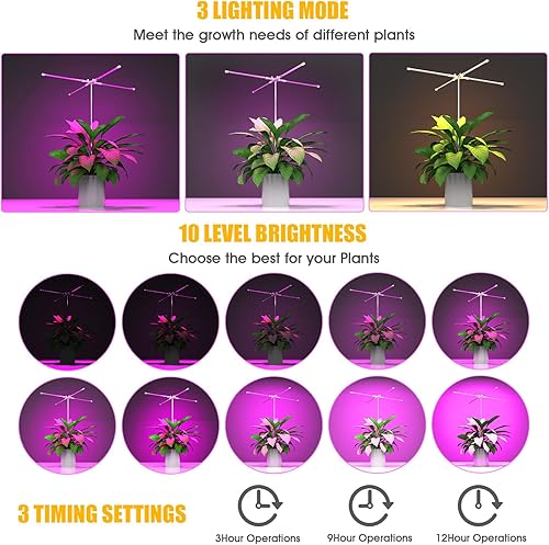 Miniatura 3 de Luz LED para cultivo de plantas en interior 1 paquete de tira de luces de lámpara de crecimiento de espectro completo, soporte de planta ajustable