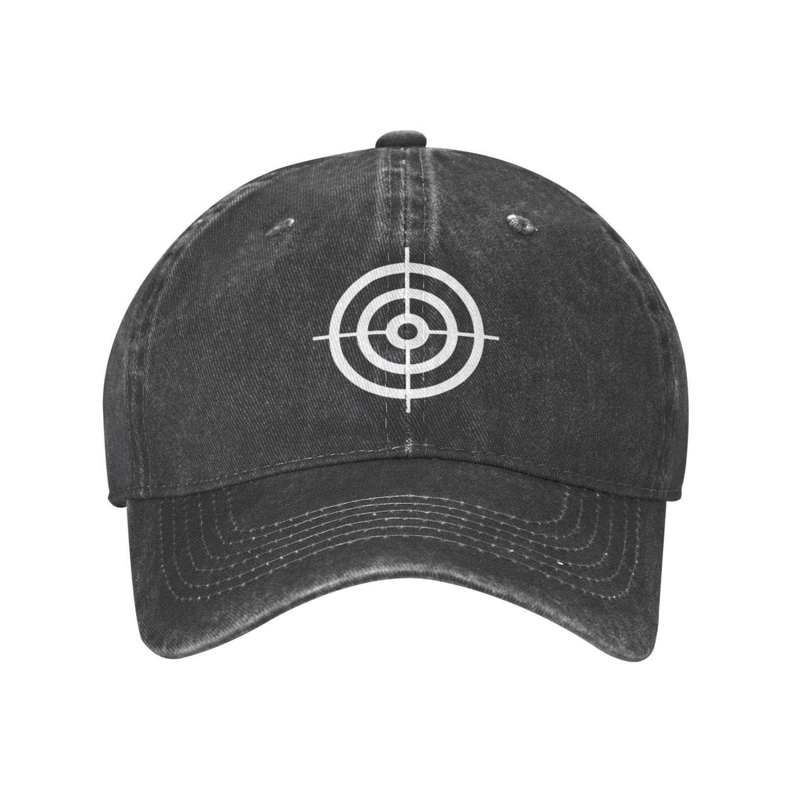 Lsjuee Unisex Black Bullseye Shooting Targets Rings Cowboy Hat Baseball Caps Adjustable Sports Golf Denim Casquette Cap