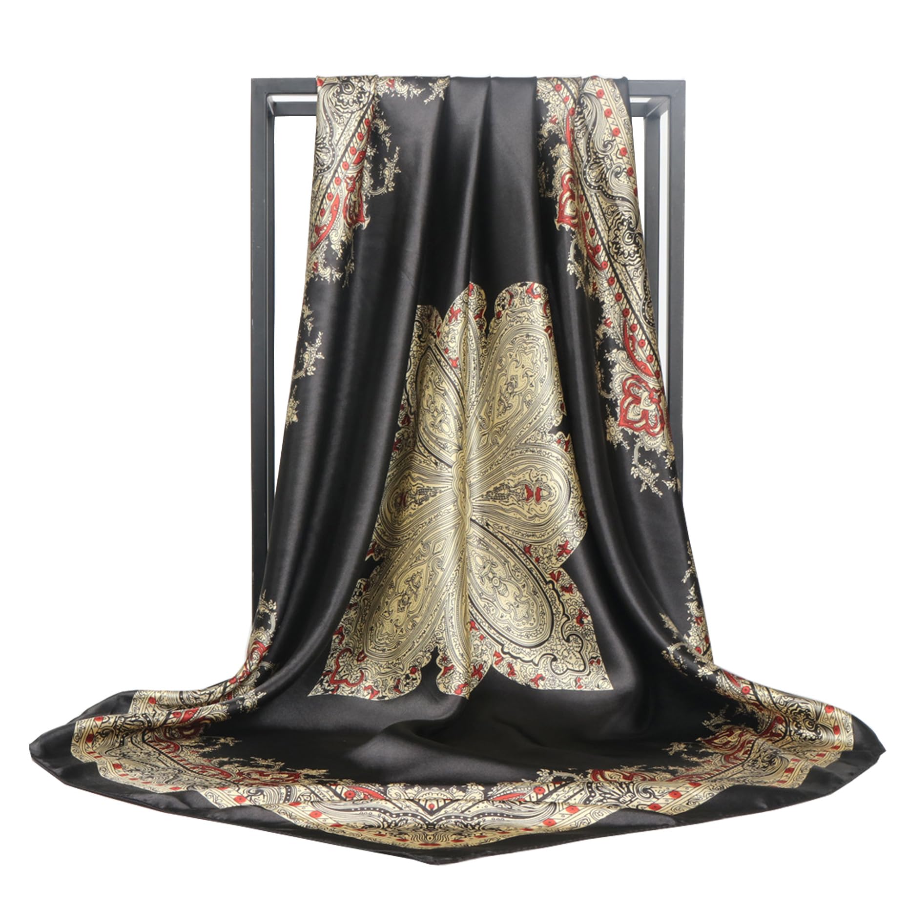 YMXHHBSilk Like Scarf Neck Scarves Women’s Large Square Satin Hair Scarf 35 x 35 inches