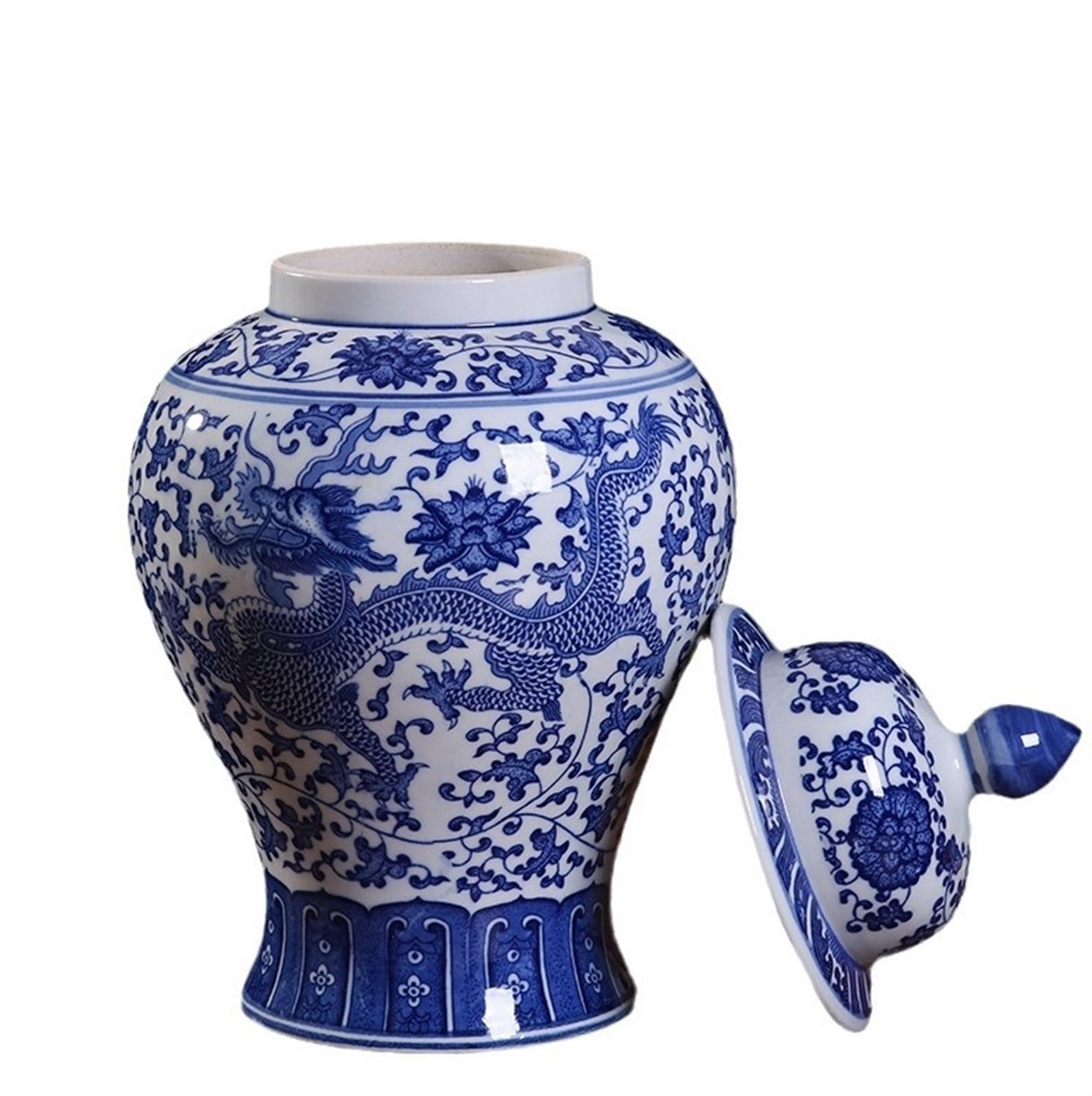 Ceramiczny wazon na słoik imbirowy - chiński dekoracyjny słoik do domu i biura, porcelanowy wazon na kwiaty - stylowy akcent do dekoracji