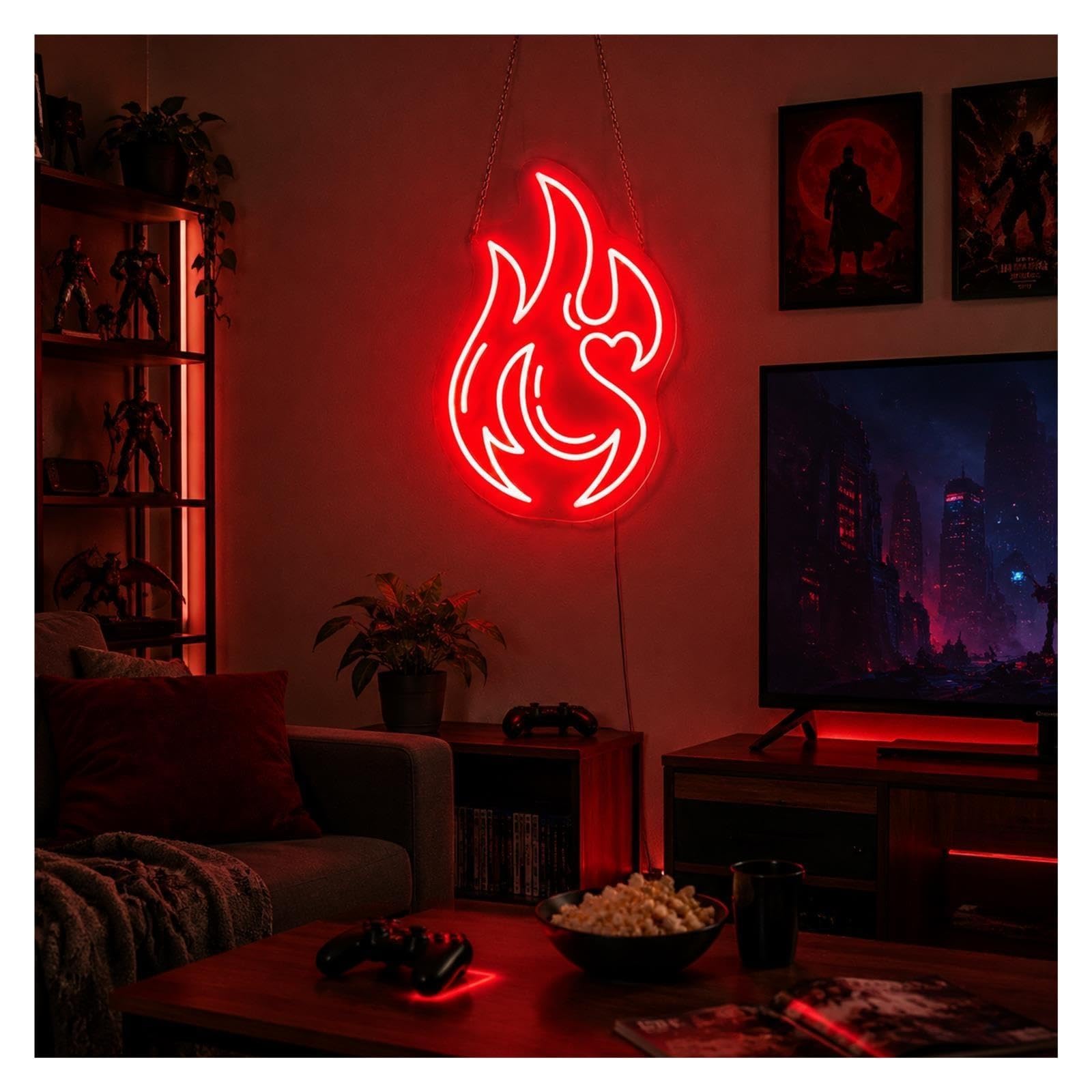 Decoración Lámparas Letrero De Neón De Fuego