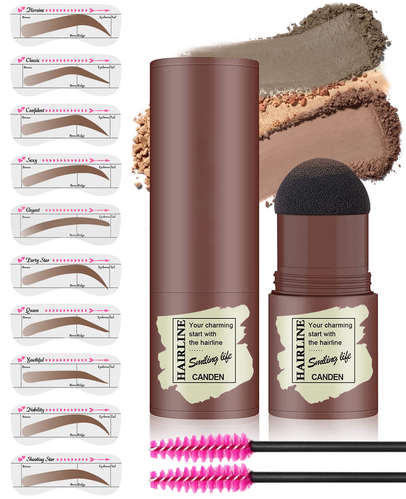 YFulfillEyebrow Stamp and Eye Brow Stamping Kit, Brow Trio Kit With Sponge Applicator, Perfect Water Resistant Eyebrow Powder Stamp (Black)