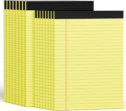 8 Pack Yellow Legal Pads 8.5x11 Wide Ruled Yellow Note pad with 8 Pack Yellow Legal Notepads 8.511.75 Narrow Ruled, 30 Sheets Double-Sided Recycled Paper Writing Pads for Home School Office