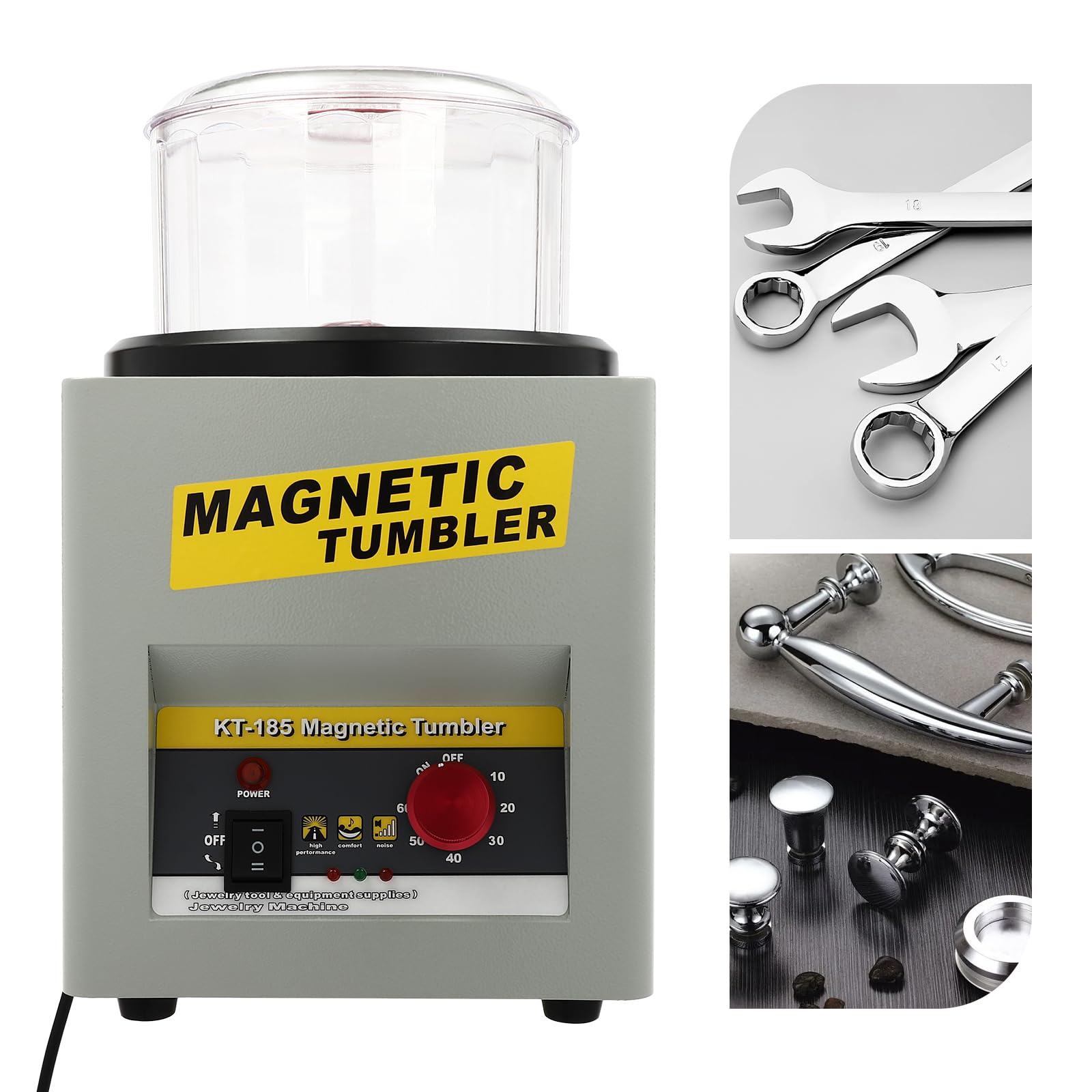 Mini máquina pulidora magnética de 250 W con temporizador (10-60 min), 2000 rpm, pulidora magnética de joyas, capacidad de 3 kg, máquina pulidora de tazas magnéticas para joyas, piezas de metal