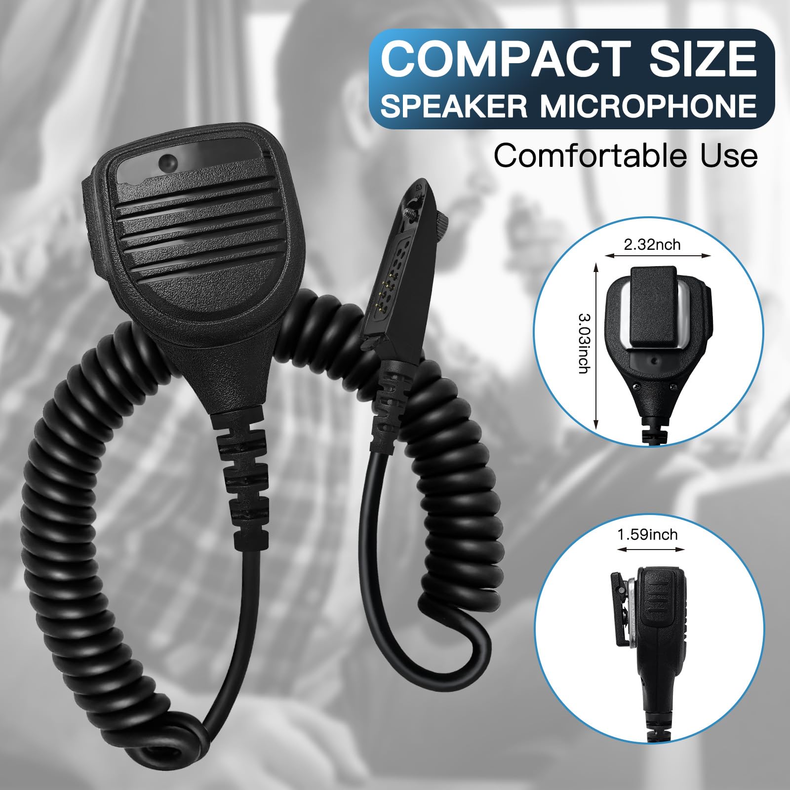 Akoree PMMN4021A - Micrófono de hombro con altavoz, PMMN4021 compatible con Motorola HT750 HT1250 HT1550 PR860 MTX850 MTX8250 PRO7150 PTX760 GP340 GP280 GP328 GP330 con 3 Conector de audio de .5 mm