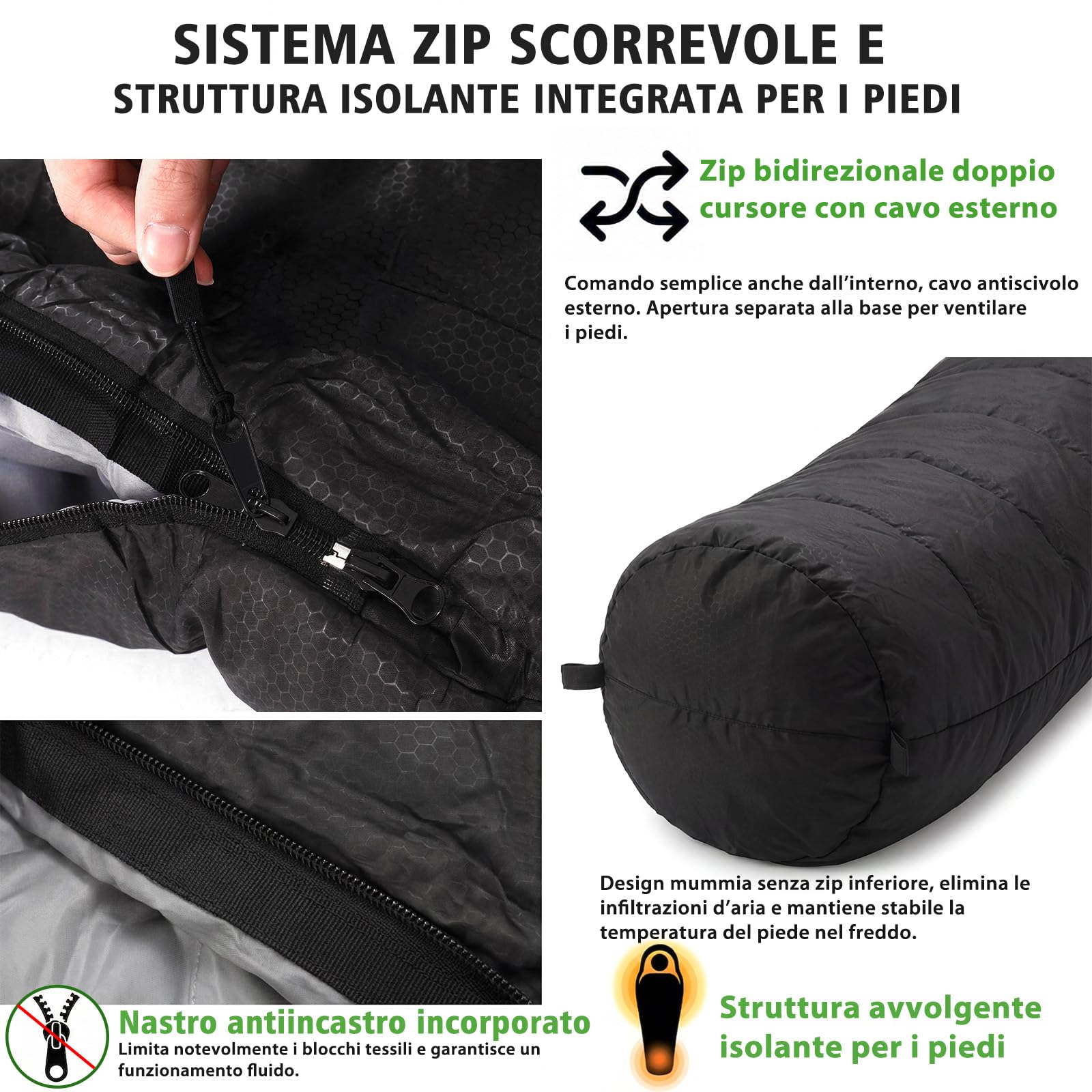 Sekey Sacco a Pelo Adulto, 0,9 kg/1,6 kg, 4 Stagioni o Estivo, Sacco a Pelo Compatto e Ultraleggero, Con Cerniera Anti-impigliamento, Idrorepellente, Antistrappo, Campeggio, Viaggio, 220x80x50 cm