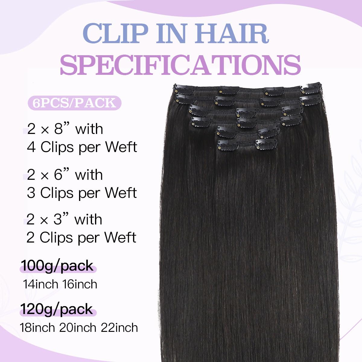 Sindra Clip in Hair Extensions Natural Black Color #1B 16inch 100g Silky Straight Real Human Hair Thick Clip in Extensions #1b 16" - Image 4