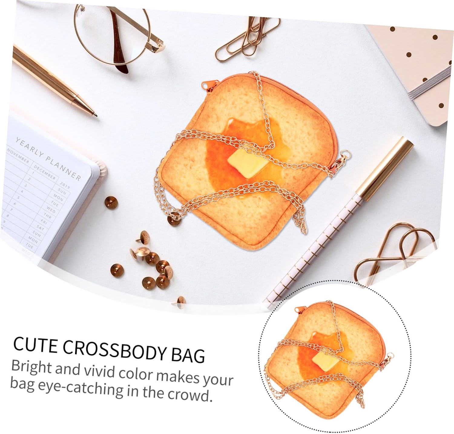 NOLITOY 1pc Novelty Purse Toast Wallet Crossbody Bag Mini Chain Bag Shoulder Strap Fashion Toast Shape for Women