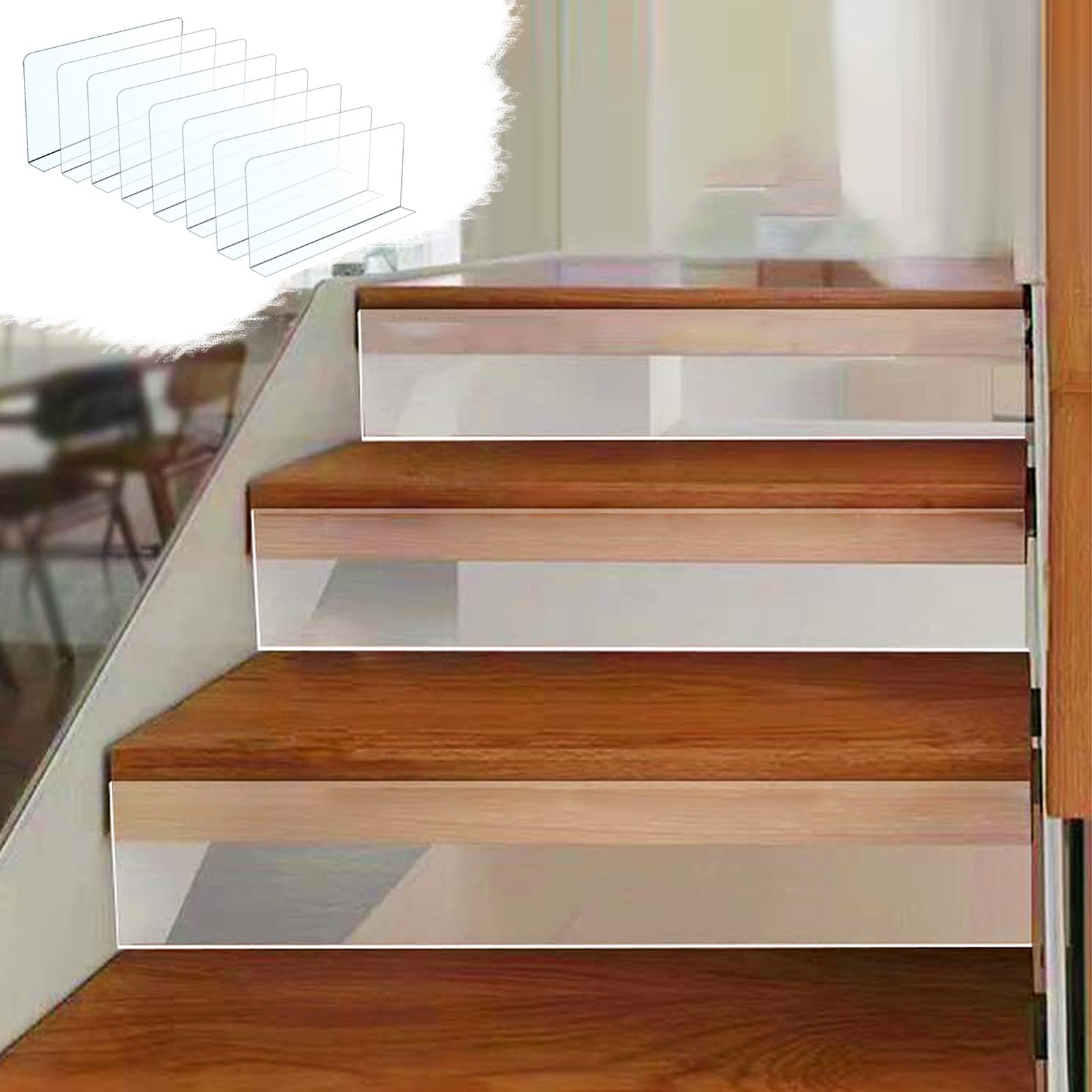 Barrera de seguridad transparente para escalera y protector antipolvo de 120x12cm