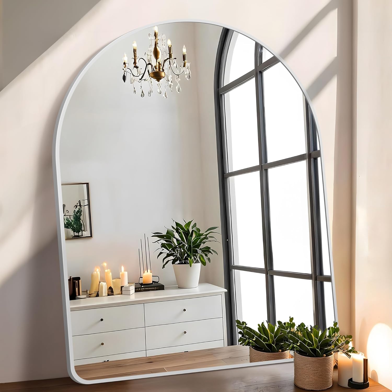 Arched Bathroom Mirror 40×30 Inch, Silver Arch Wall Mirror with Aluminum Frame, Arched Mirror for Dresser, Fireplace,Entryway,Home Decor,Hanging or Leaning Against Wall Arched Bathroom Mirror 40×30 Inch, Silver Arch Wall Mirror with Aluminum Frame, Arched Mirror for Dresser, Fireplace,Entryway,Home Decor,Hanging or Leaning Against Wall