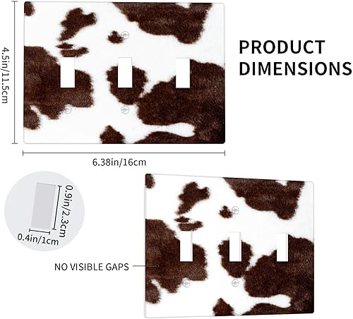 Miniatura 4 de Placa de interruptor de luz de 3 cuadrillas de piel de vacuno, placa frontal eléctrica de triple palanca para baño, cocina, dormitorio, habitación,
