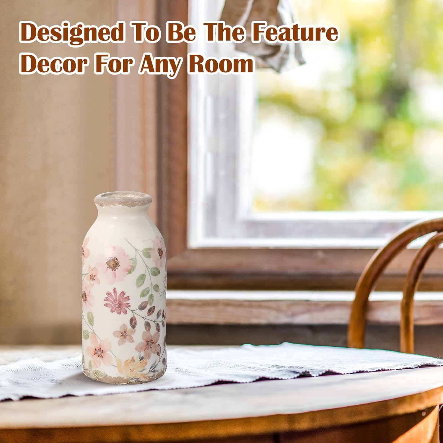 Ceramic Small Vase Rustic Farmhouse Vase Boho Vases Home Decoration for Your Kitchen Bedroom Office Bathroom& Shelf Centerpiece Table Decorative(6 Inches,Elegant) - Image 6