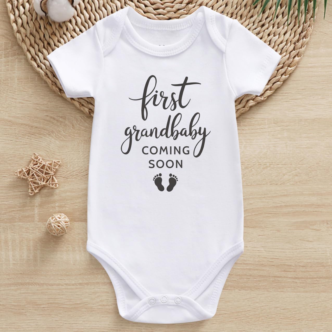 First Grandbaby coming soon pregnancy announcement for grandparents Baby Bodysuit - Image 2