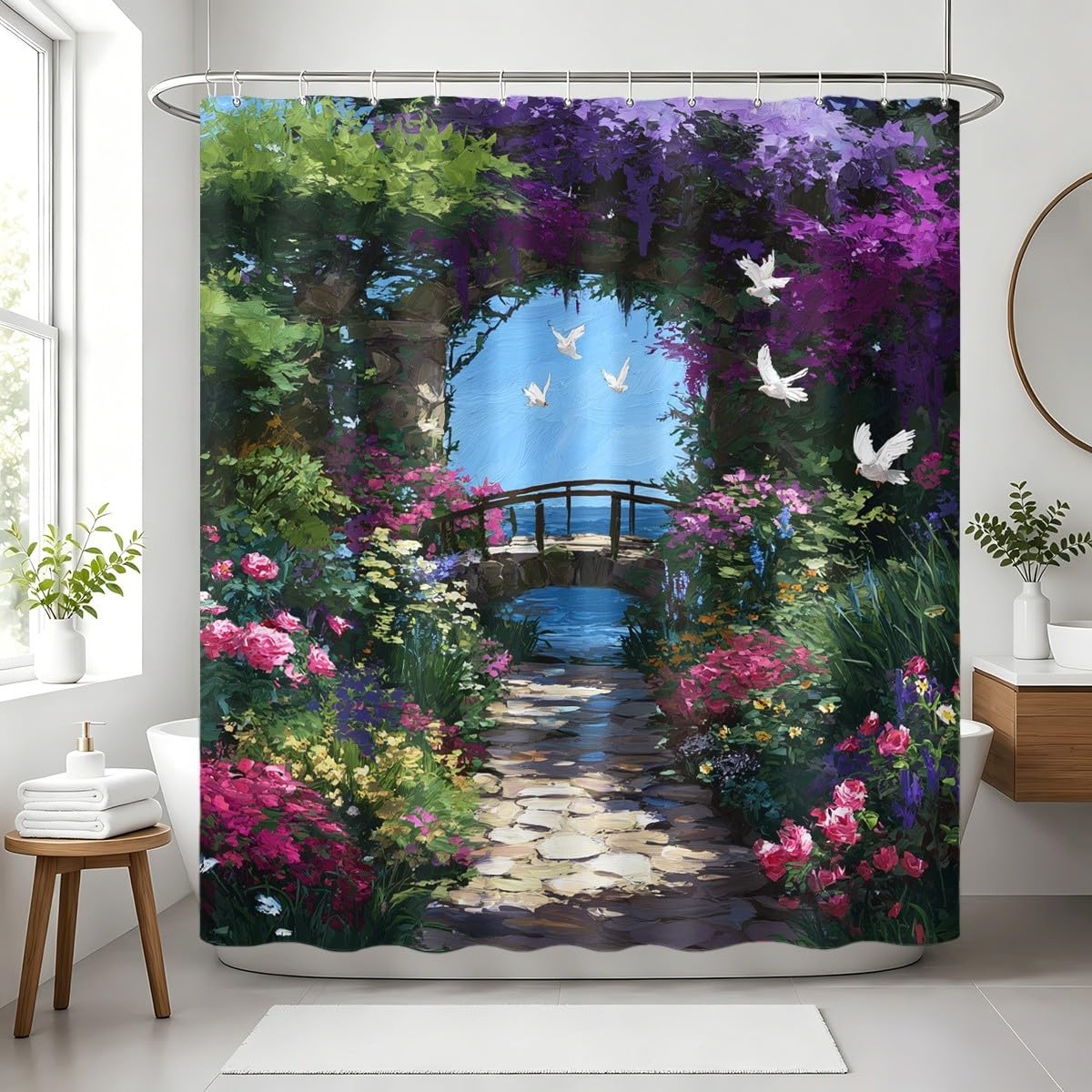 Colorato Tenda Doccia 240x200 cm Asciugatura Rapida, Facile da Pulire