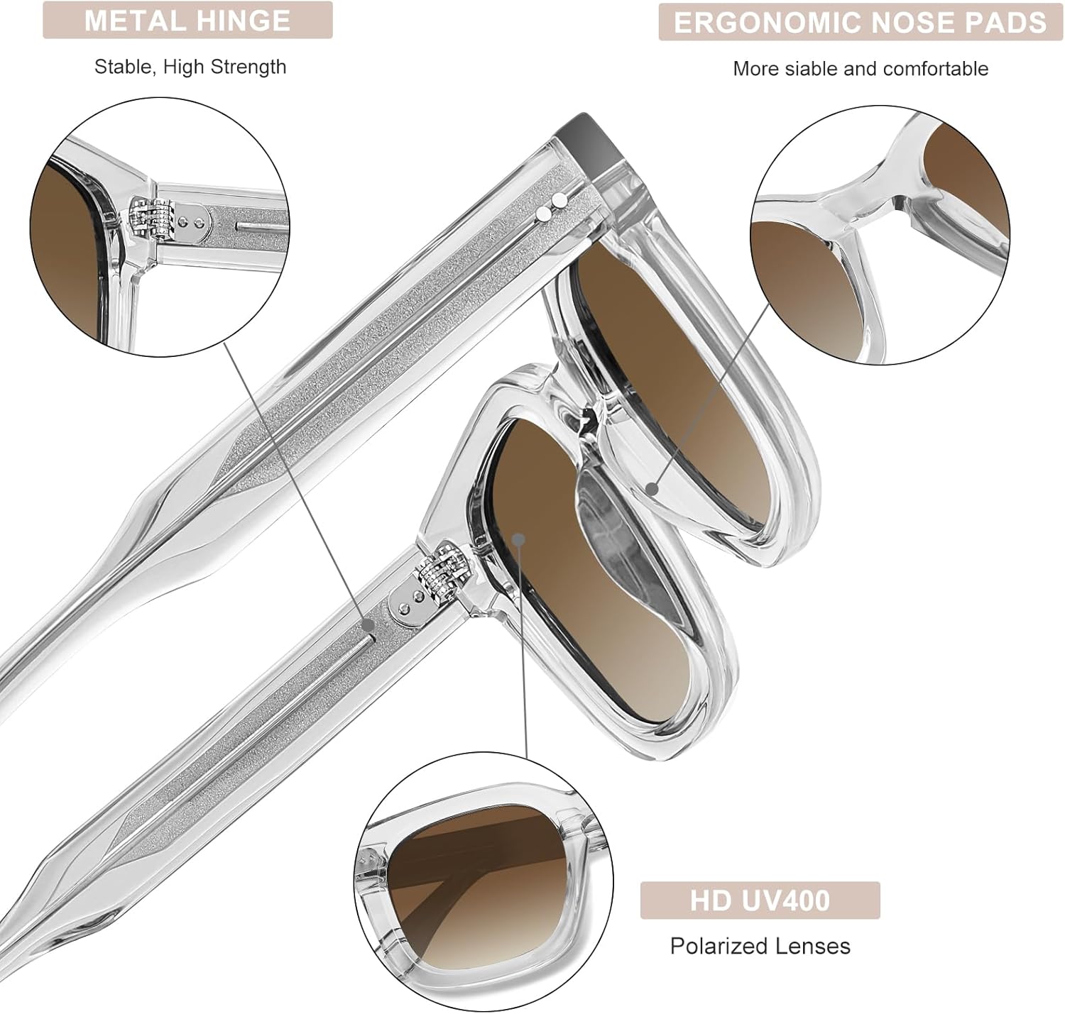 AVAWAY Polarized Sunglasses for Men Uv400 Protection Trendy Classic Acetate Square Outdoor Driving Sun Glasses AV279 - Image 5