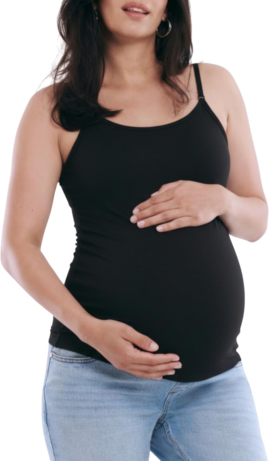 Motherhood Maternity Women's Clip Down Nursing Tank Top Cami with Adjustable Straps and Built-in Shelf Bra for Breastfeeding - Image 2