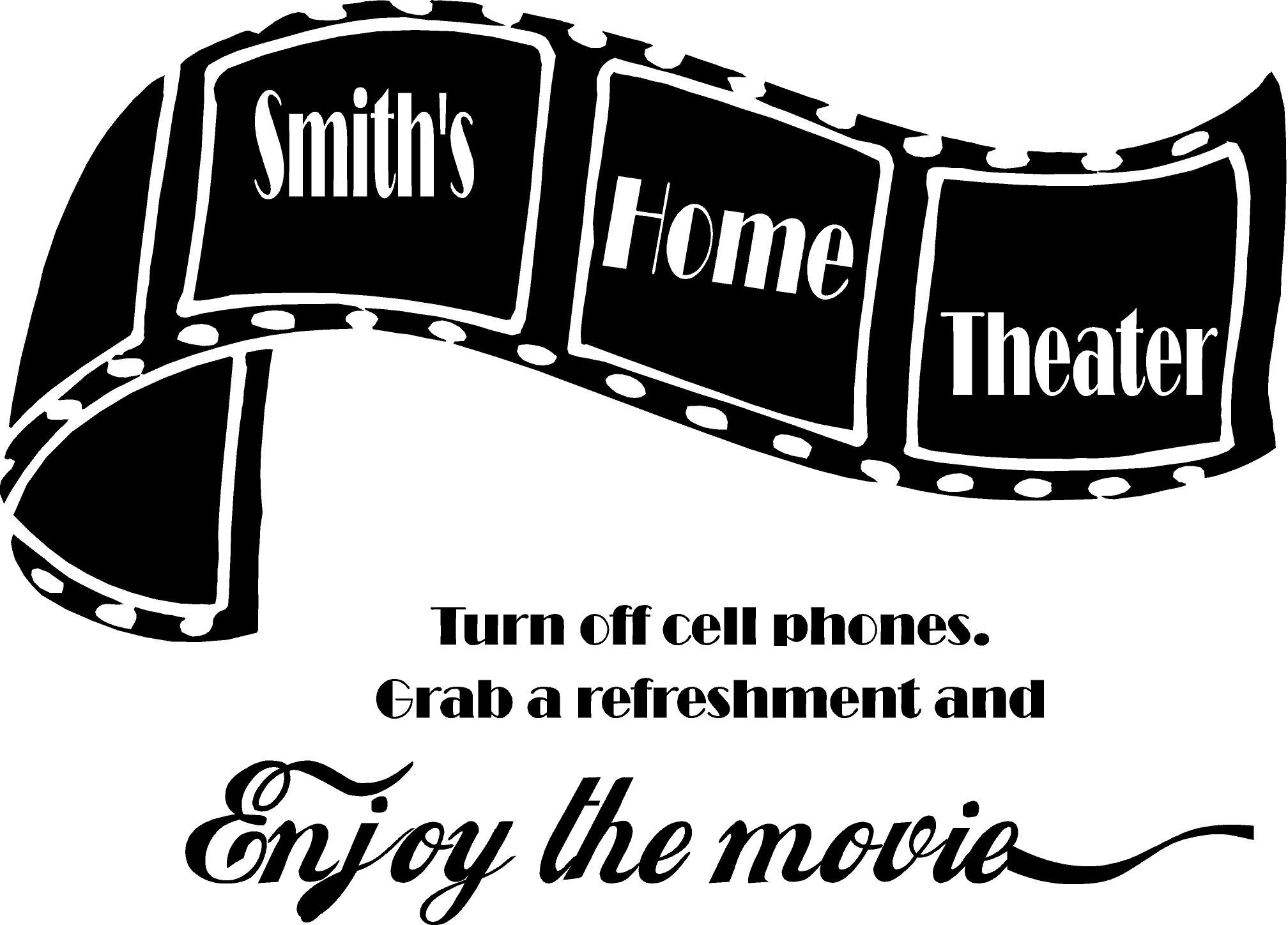 Custom Home Theater Sign- Large Vinyl Wall Decal (White)