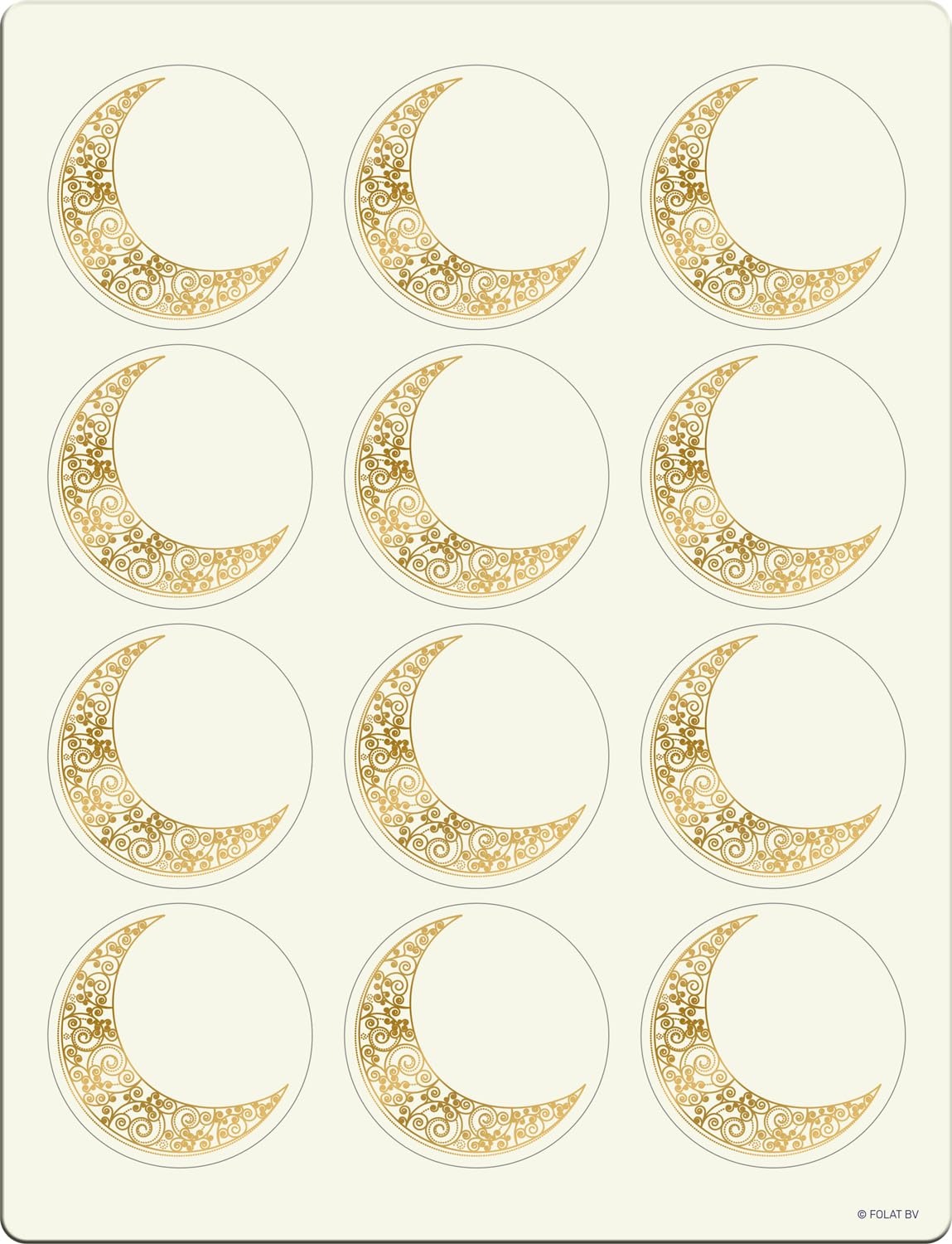 Folat 24899 Eid Mubarak Ramadan Decoration - Name Sticker - Eid Mubarak - Pack of 12 Eid Decoration Star Moon Accessories Ramadan