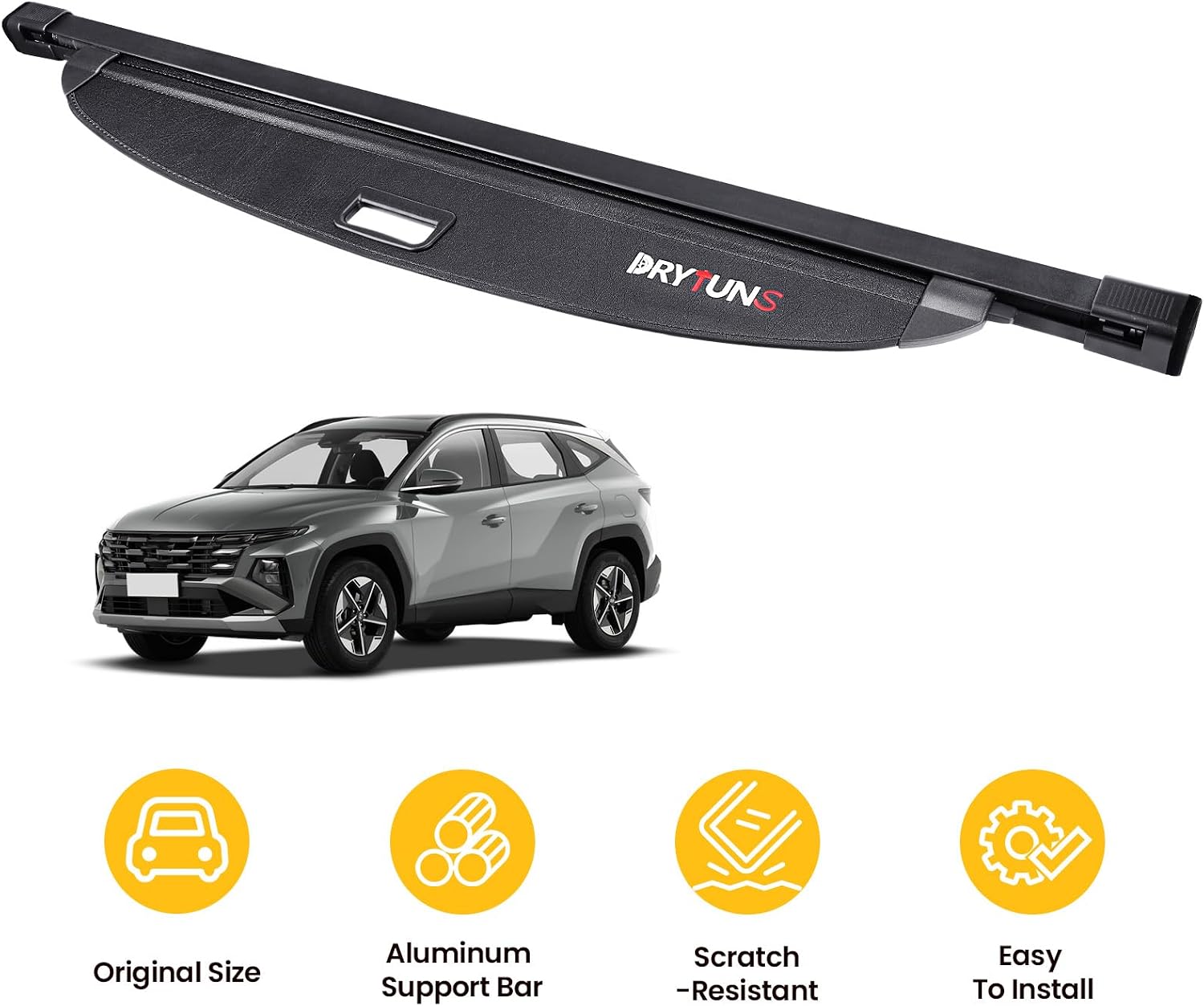 Cargo Cover for Hyundai Tucson 2022-2026, Retractable Trunk Cover Privacy Shade for 22-26 Hyundai Tucson (Leather)