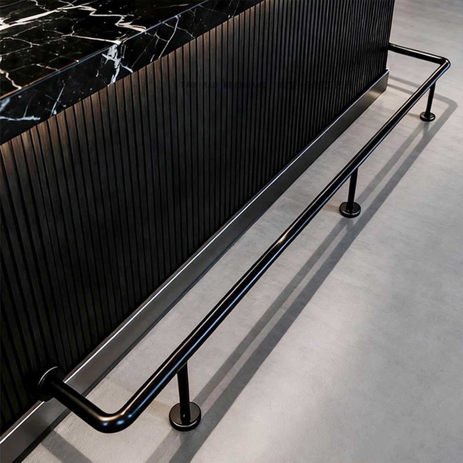 Barre de pied en acier inoxydable – Matériel de montage sous comptoir avec supports et kit de pédales pour une utilisation en intérieur et en extérieur