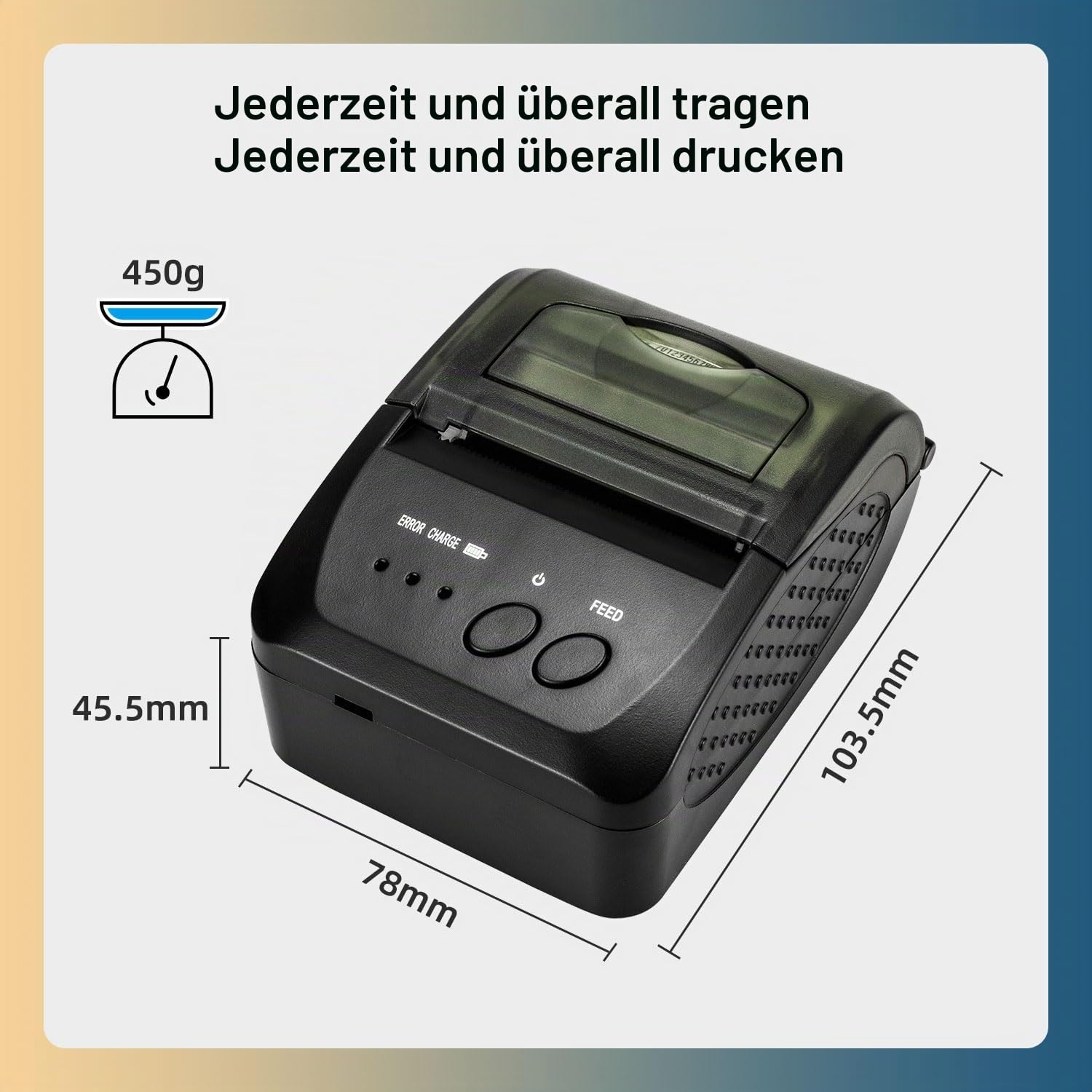 NetumScan Bluetooth Wireless Thermobondrucker, 2 Zoll 58mm Mini USB POS Drucker für Restaurant Einzelhandel Kompatibel mit Android/iOS/PC/Windows NS1809DD