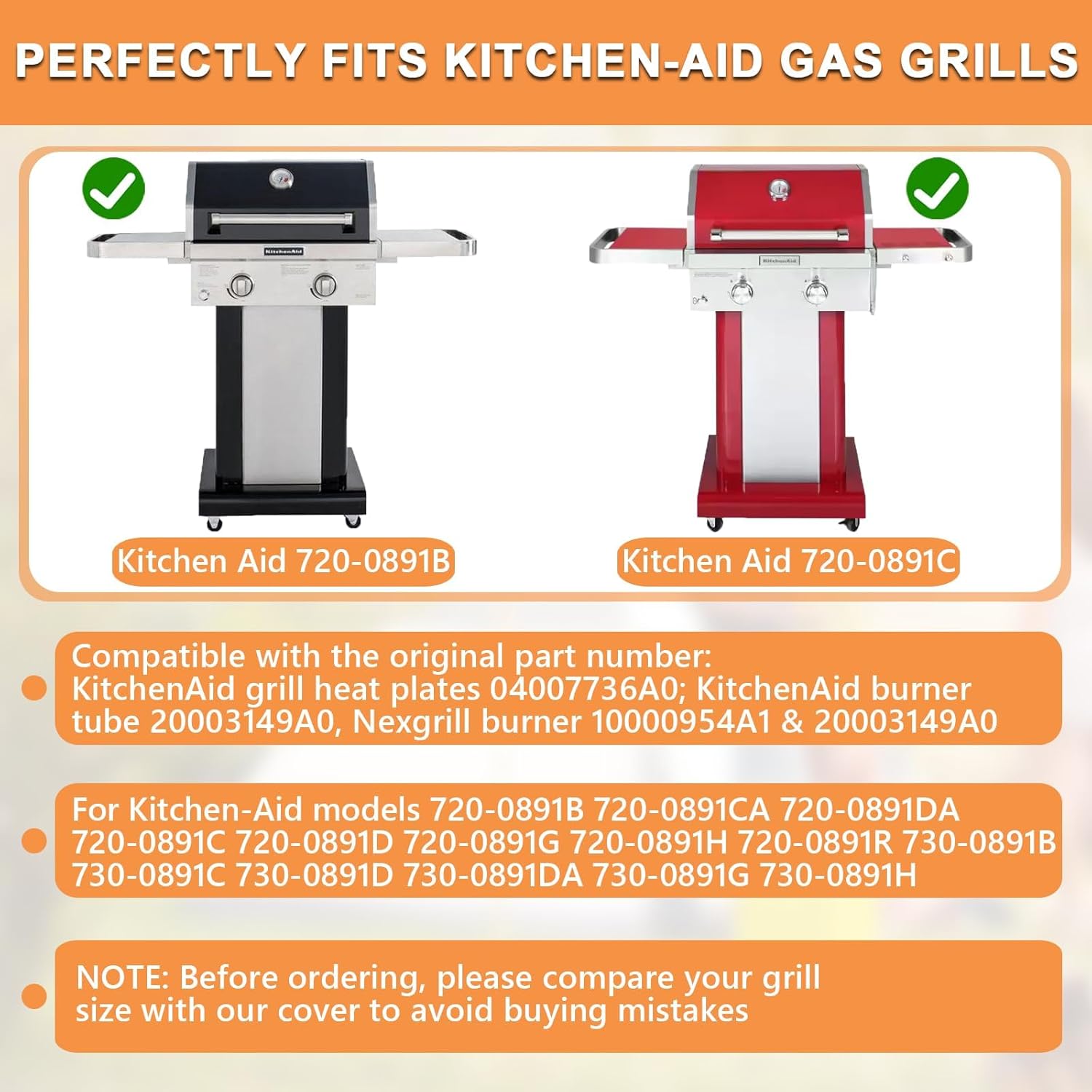 Grill Parts Kit for Kitchen Aid 720-0891B 720-0891C 720-0891D 720-0891G 720-0891H Replacement Parts, Kitchenaid Gas Grill Parts 730-0891B 730-0891C 730-0891D 730-0891G 730-0891H 730-0891R 720-0891R