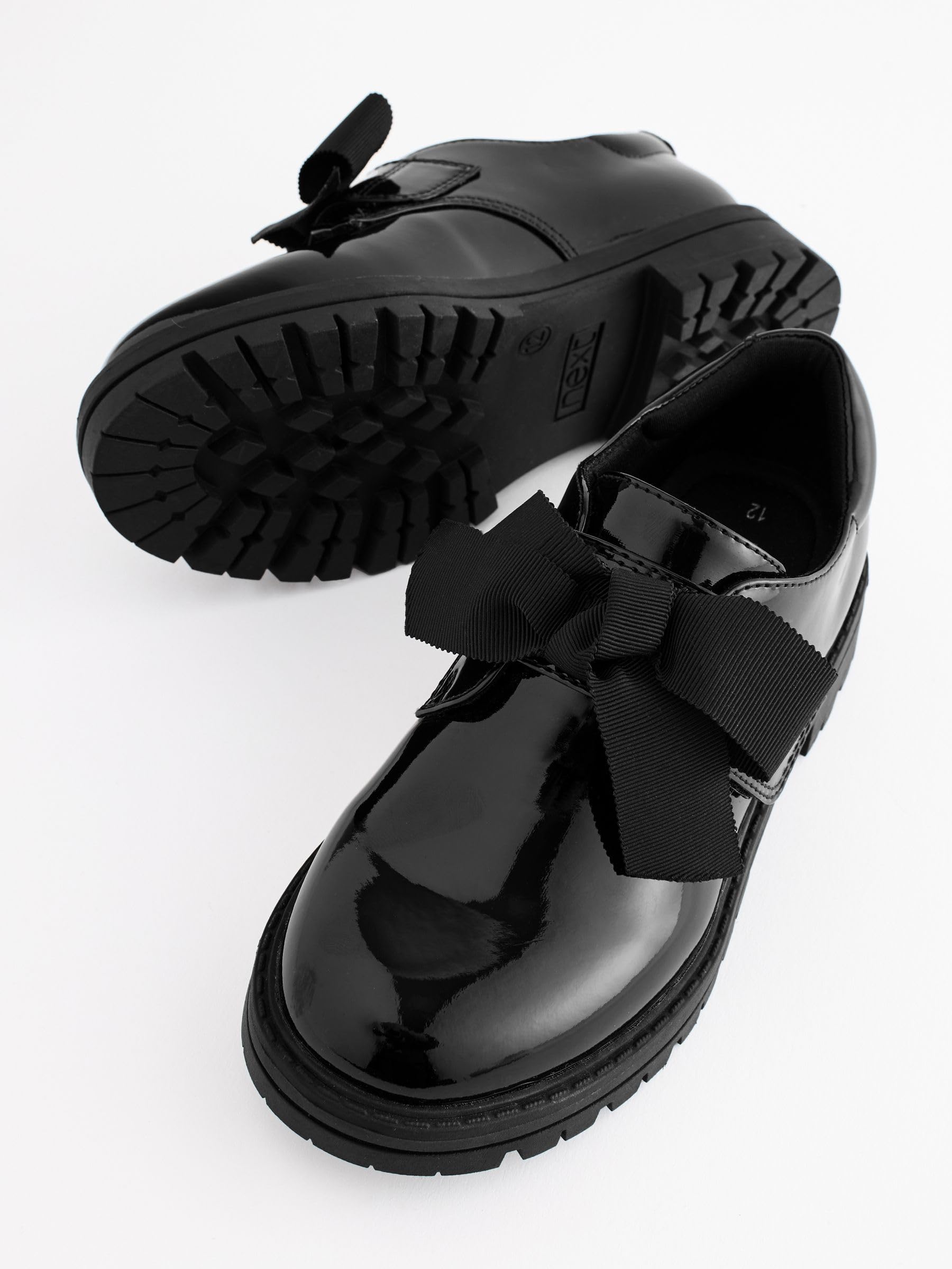 NEXT Fille Chaussures d'école à Semelle épaisse avec Bride et nœud