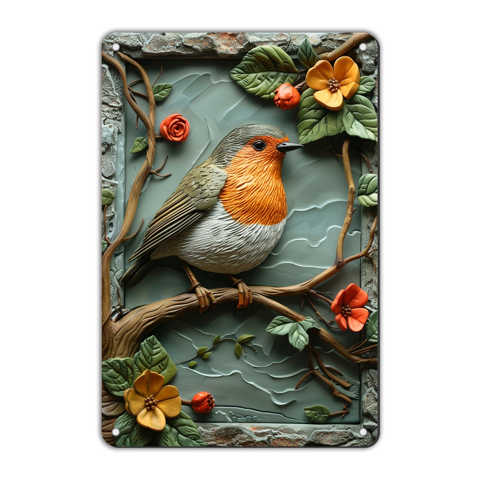 Metal Tin Sign Robin 2D Flat Rerto Tin Sign Vintage Alumium Sign Vintage Decor Funny Signsretro Sign For Home Bar Office Outdoor Wall Decor 12X16Inch