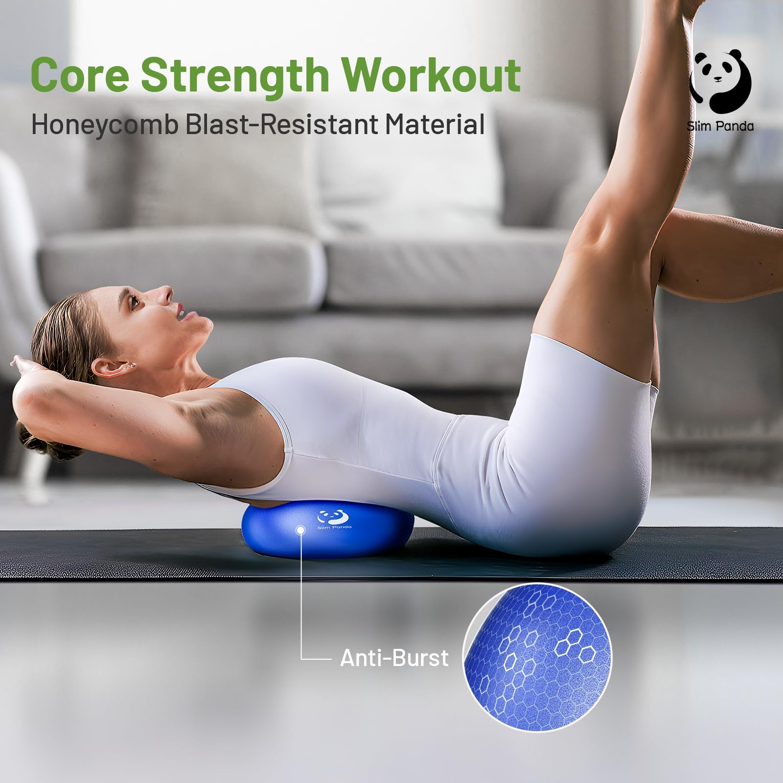 Slim Panda Palla Pilates Piccola,23-25cm Anti Scoppio Antiscivolo Palla Ginnastica con Cannuccia Gonfiabile,Soft PVC Palla daYoga per Fitness