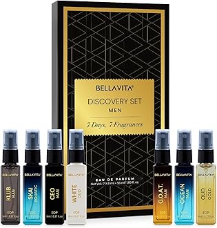 - BELLAVITA Discovery | Long Lasting EDP 7x8ml Perfume Gift Set for Man | Woody, Oud and Fresh Premium Fragrance for Men | Ideal for Every Moment