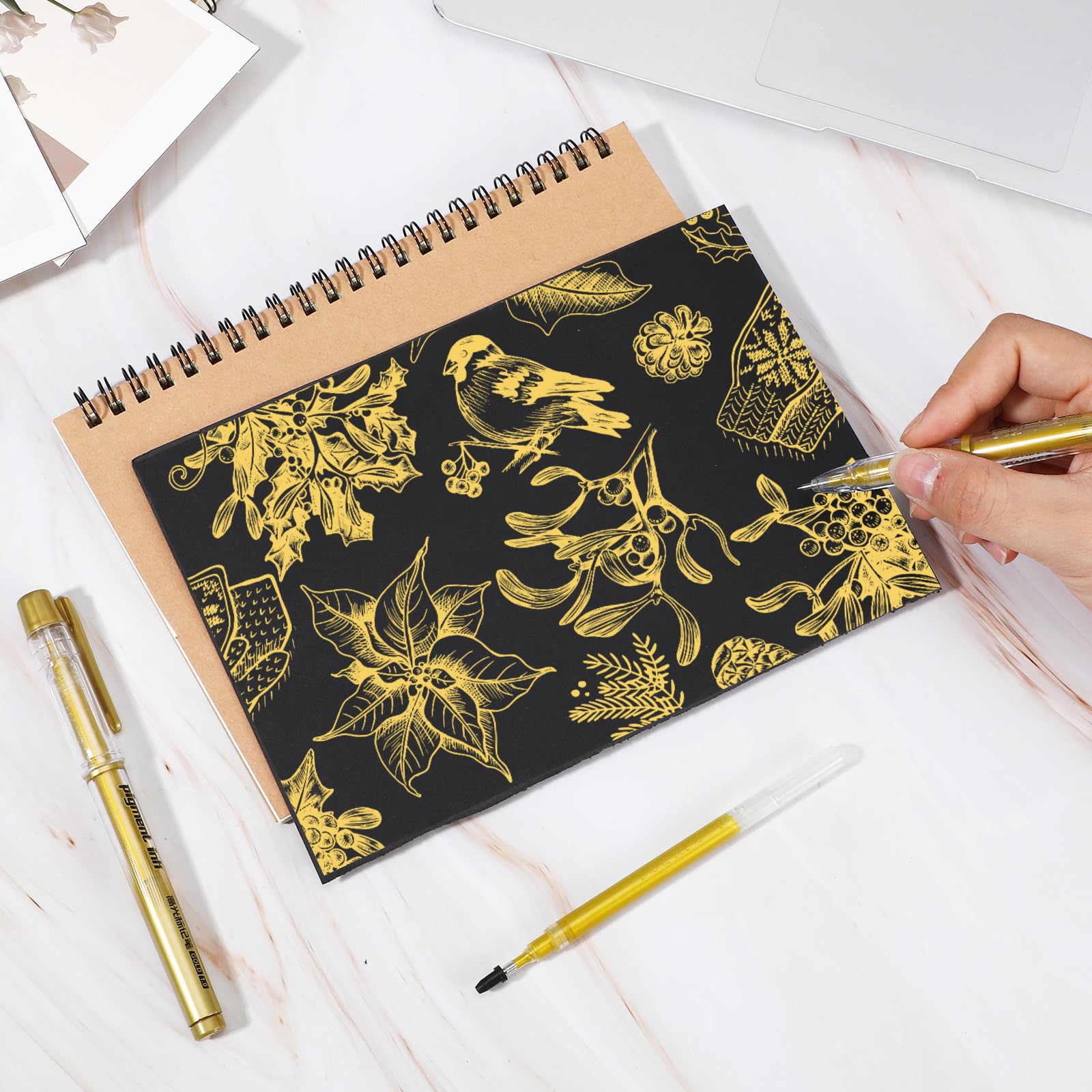 3PCS Gold Gel Pens with 3PCS Refills 1 0mm Broad Gold Point Ink Pen Ballpoint Pen Highlighter for — view 4