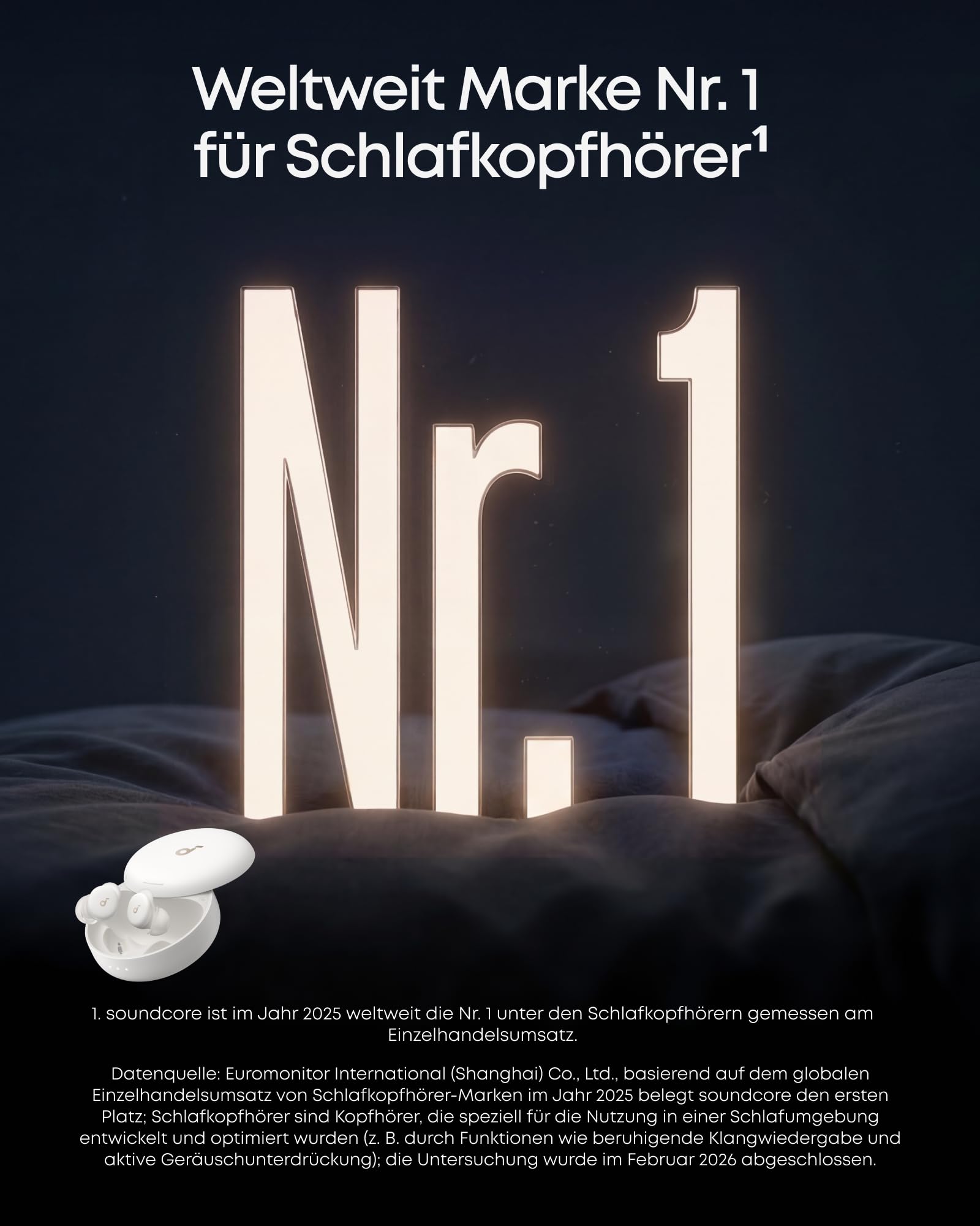 soundcore Sleep A30 von Anker, Schlafkopfhörer, Geräuschmaskierung, Bluetooth-Kopfhörer, adaptives Schnarchmaskierungssystem, Ultra-komfortabel für Seitenschläfer, 45h Akku