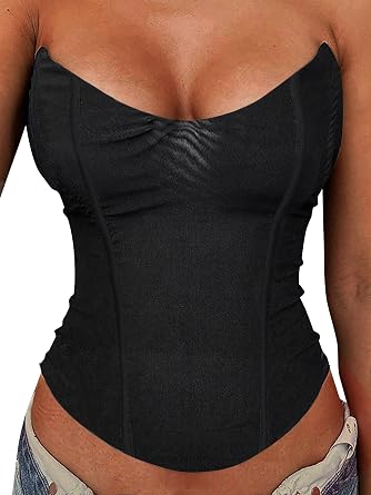 LovelyWholesale Mesh Corset Top for Women Sexy Strapless Bustier Tops Party Club