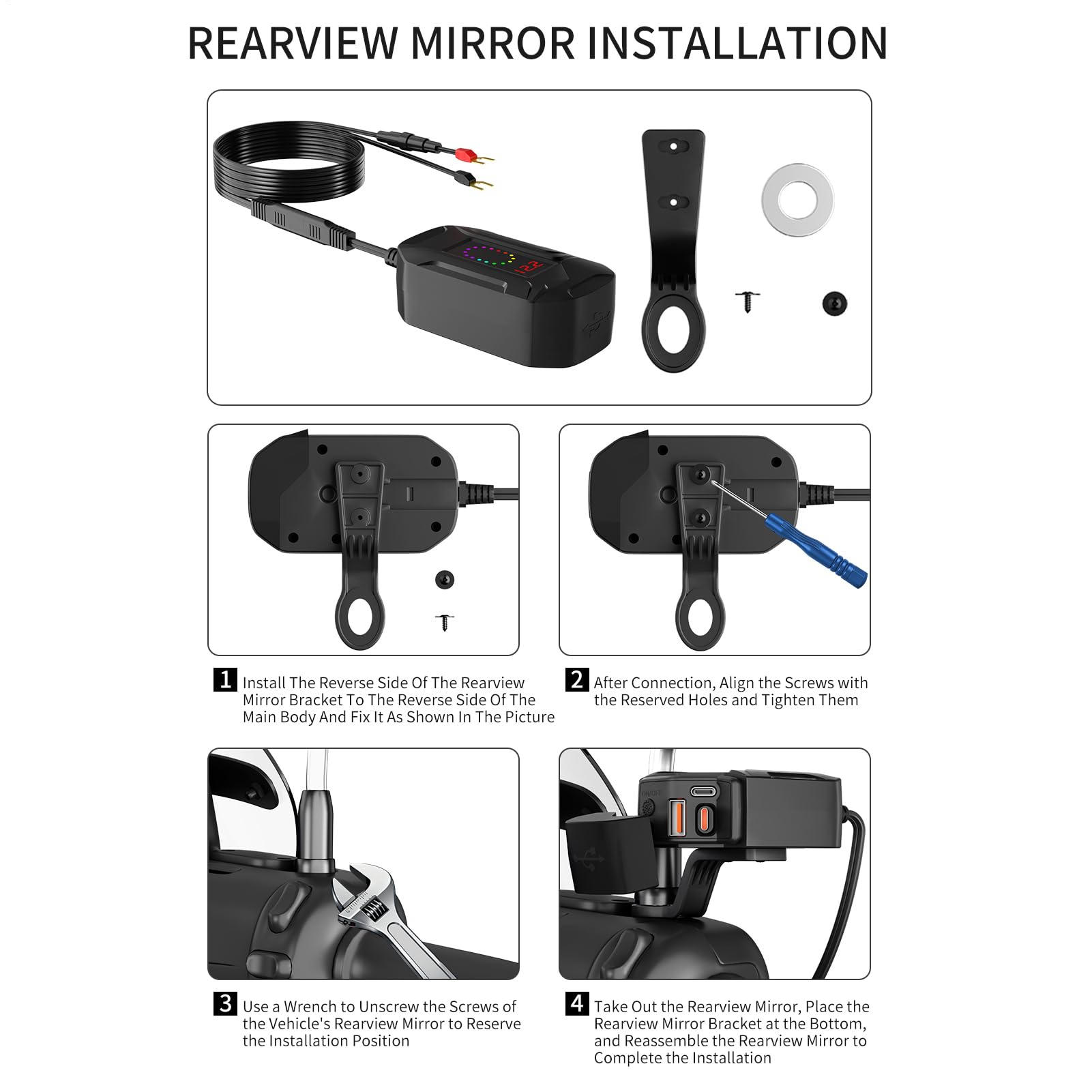 Motocyklowy Port USB Wodoodporny Adapter Type-C Do Szybkiego Ładowania