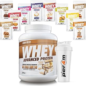 Per4m Whey Protein Shake Powder, Shaker and Sachets | Low Sugar Gluten Free | with 10 Mixed Flavour Sachets & Shaker (2010g, S'Mores)