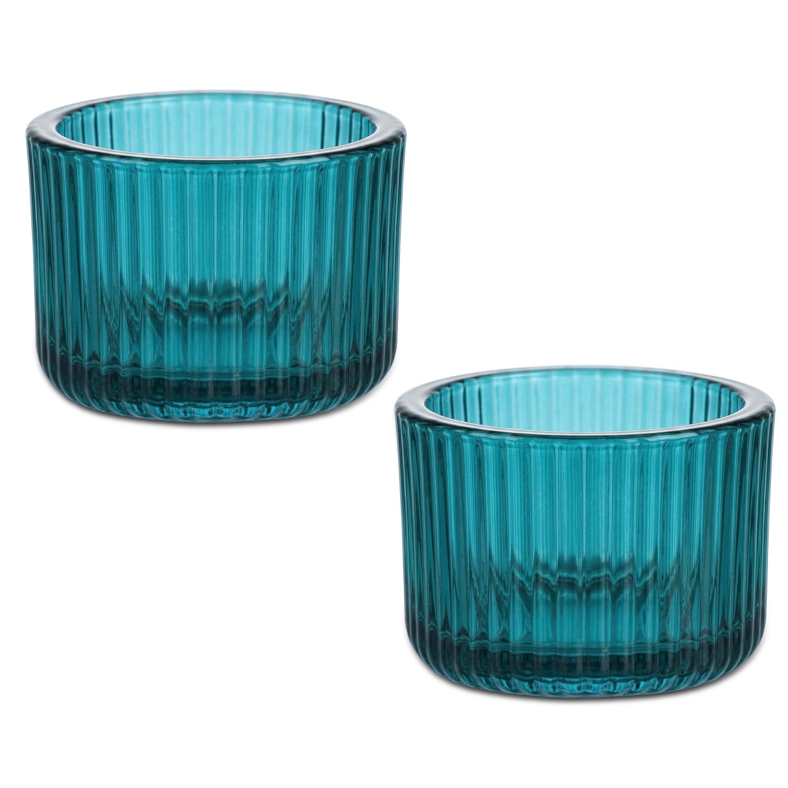 Qwrqwr Glass Tea Light Candle Holders Decorative Votive Set of 2 Dark Blue Table Centerpiece for Home Wedding Party Decoration (Dark Blue) — image 1