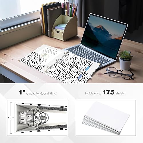 Miniatura 2 de Ospelelf Carpeta de 3 anillos de 1 pulgada, bonitas carpetas para documentos de tamaño carta (11 x 8.5 pulgadas) con 5 separadores de pestañas,