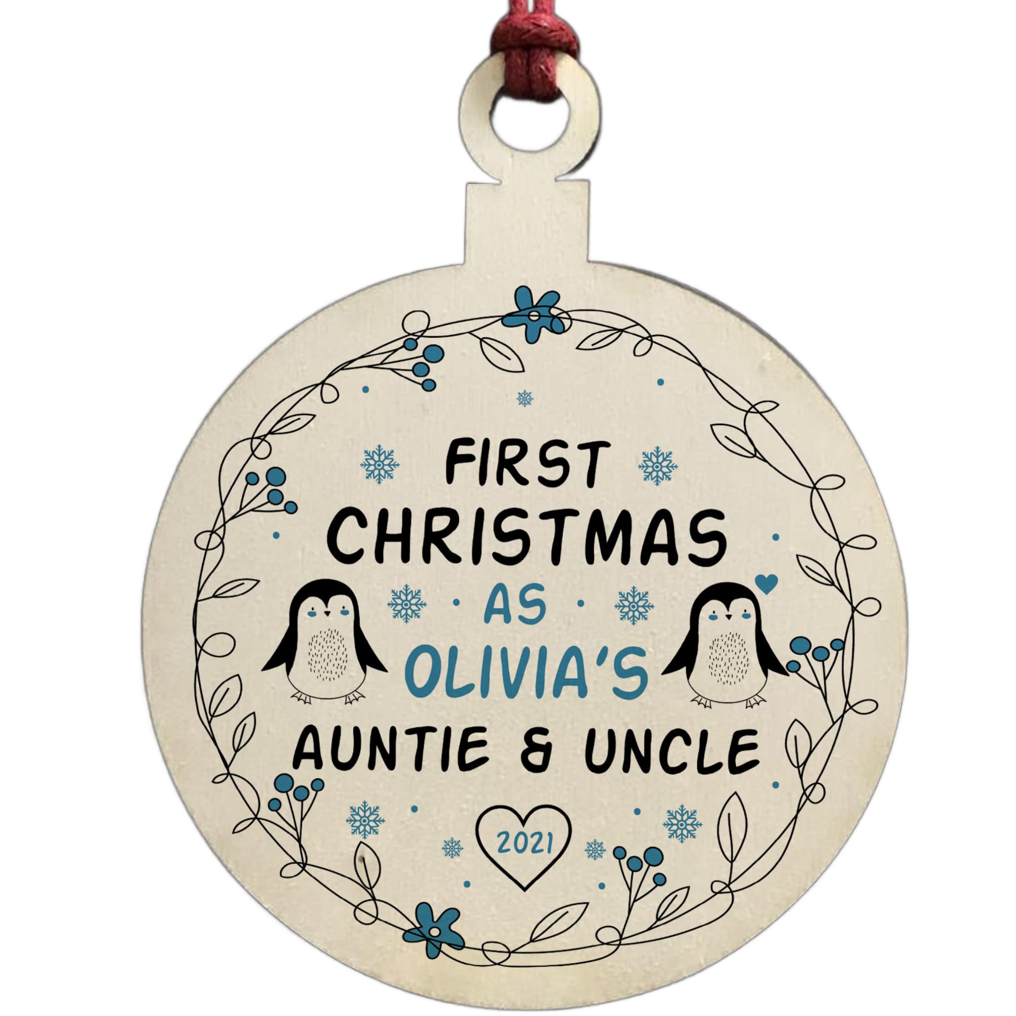 Auntie And Uncle Personalised 1st Christmas Decoration