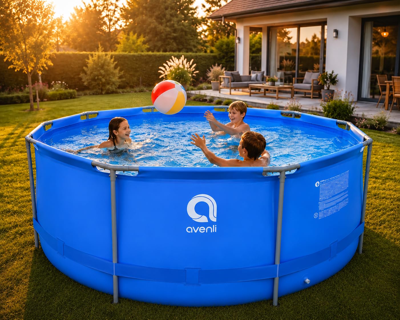 366x122 cm Frame Pool | rund | blau | inkl. Anschlüsse | ohne Pumpe | Aufstellpool | Gartenpool