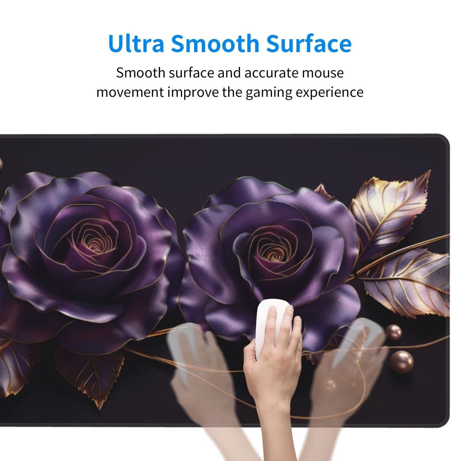 Alfombrilla de Ratón Gaming Grande XXL 1200x500x4mm con Bordes Cosidos, Tela de Micro Tejido, Base de Goma Antideslizante y Mouse Pad, para Teclado Jugadores Escritorio, PC, Oficina Rosa Morada Y6706