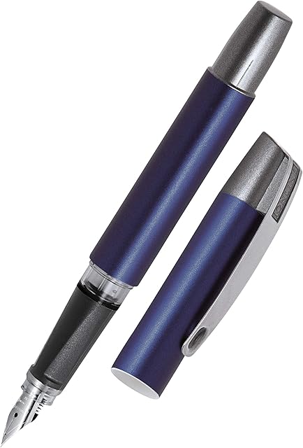 Online Ergonomic fountain pen for school/college - ONLINE Campus Blue - solid medium nib, soft grip part, for standard ink cartridges, refillable, for beginners/pupils/students/adults