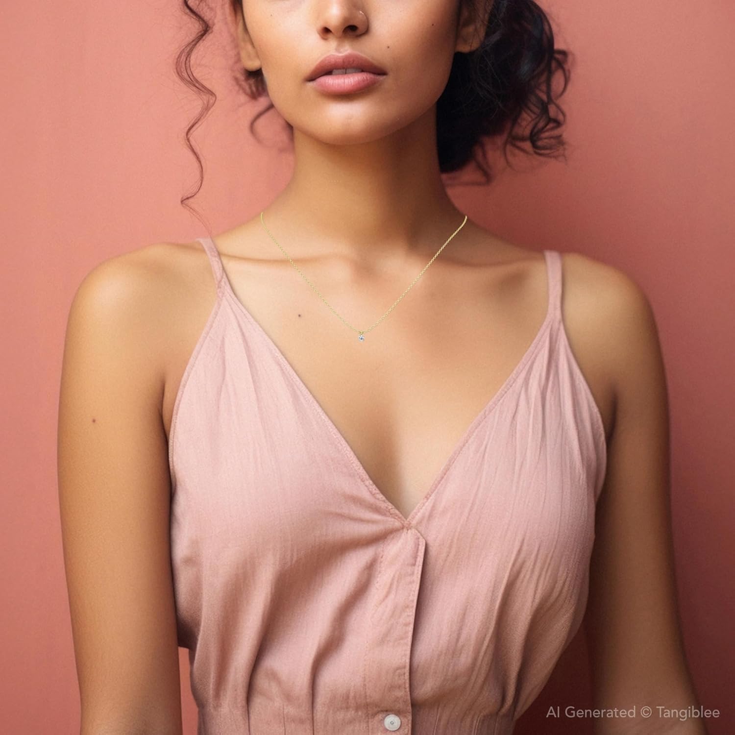 P3 POMPEII3 Pompeii Yellow Gold 1/4ct Round Solitaire Real Diamond Pendant - Image 2