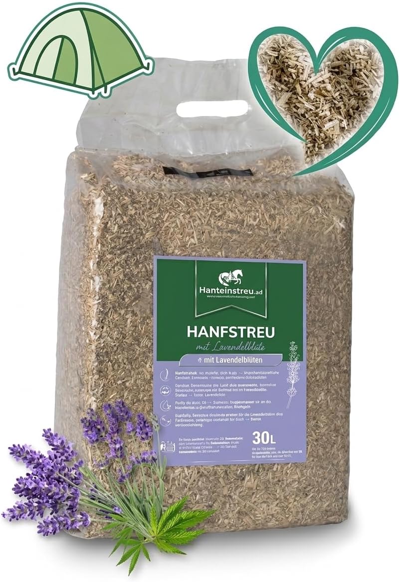 Hanf Lavendel Einstreu – 30L Geruchsneutralisierer für Campingtoilette, Trenntoilette &amp; Komposttoilette – Natürlich &amp; Nachhaltig mit angenehmem Lavendelduft