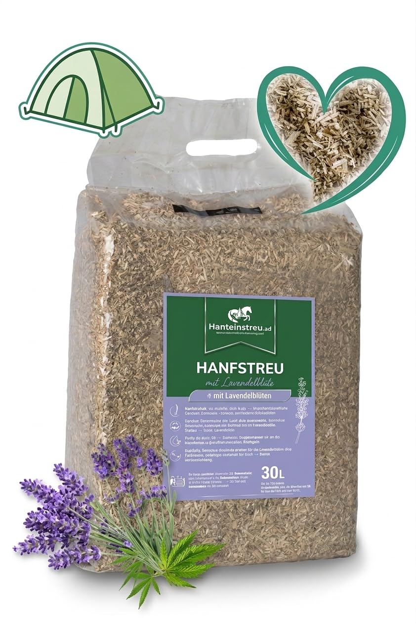 NUGATI Hanf Lavendel Einstreu – 30L Geruchsneutralisierer für Campingtoilette, Trenntoilette & Komposttoilette – Natürlich & Nachhaltig mit angenehmem Lavendelduft