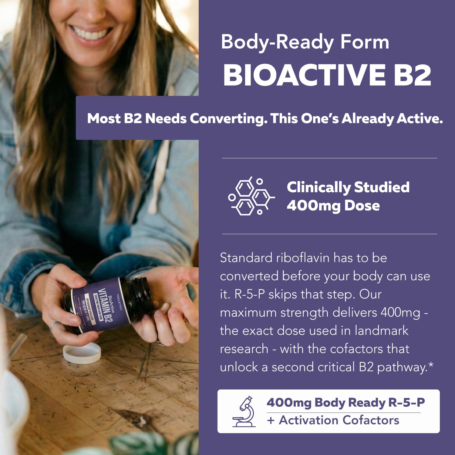Vitamin B2 400mg, Active R-5-P with Magnesium Bisglycinate & D-Ribose — Amazon image 2
